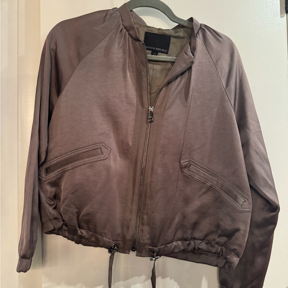 Banana Republic green satin bomber jacket